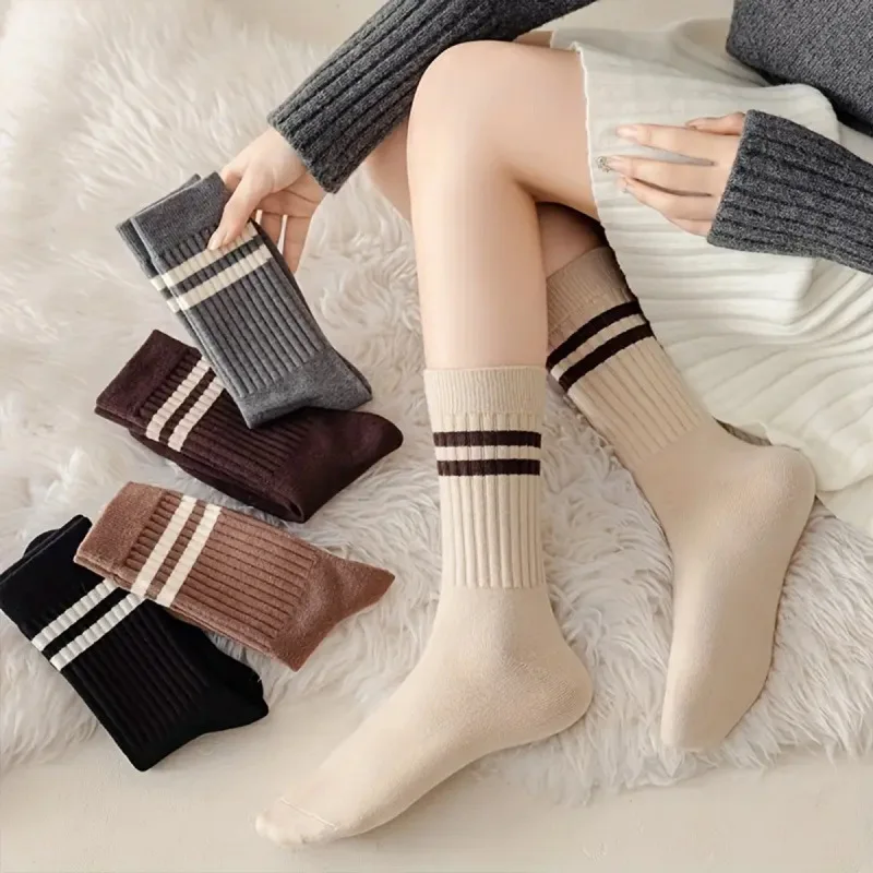 5 Pairs Women Cute Expression Printed Ankle Socks Comfort Interesting Spring Autumn Medium Tube Sock Kawaii Girls Short Socks