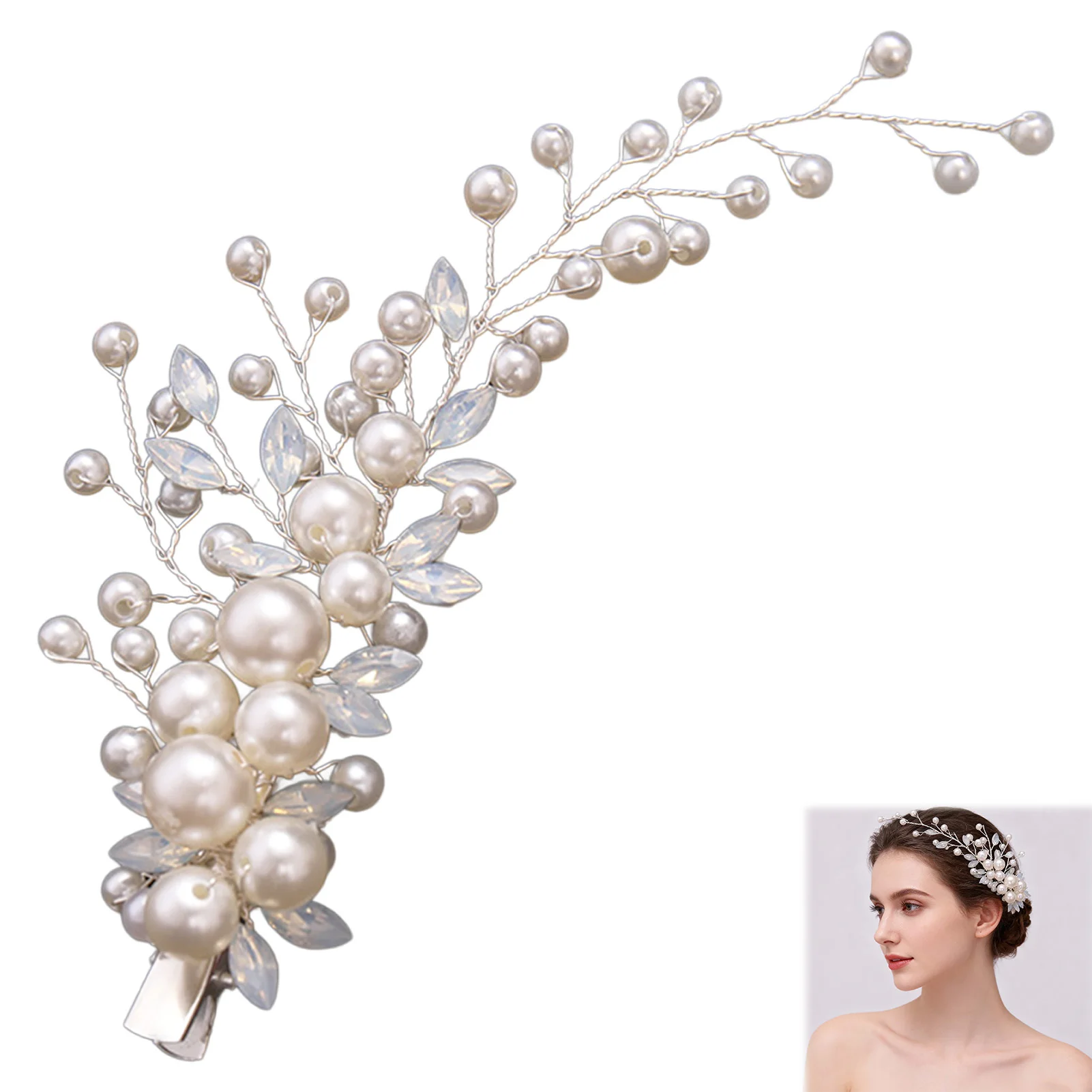 Hair Clip Elegant Bridal Accessories for Women Korean Handmade Pearl Side Hairpin Wedding Party Formal Head Jewelry Gift