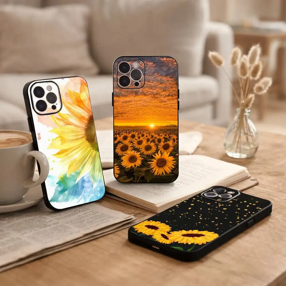 

S-Sunflowers P-Printed Phone Case For iPhone17 16 15 14 13 12 11 Pro Max Plus,5G Soft Black Case