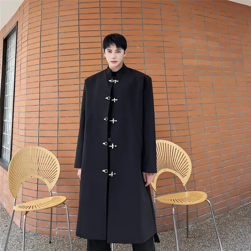 

Зимнее длинное пальто мужское, с воротником-стойкой, средней длины, в стиле кэжуал, модное, синее, до колен, ветровка, Winoat