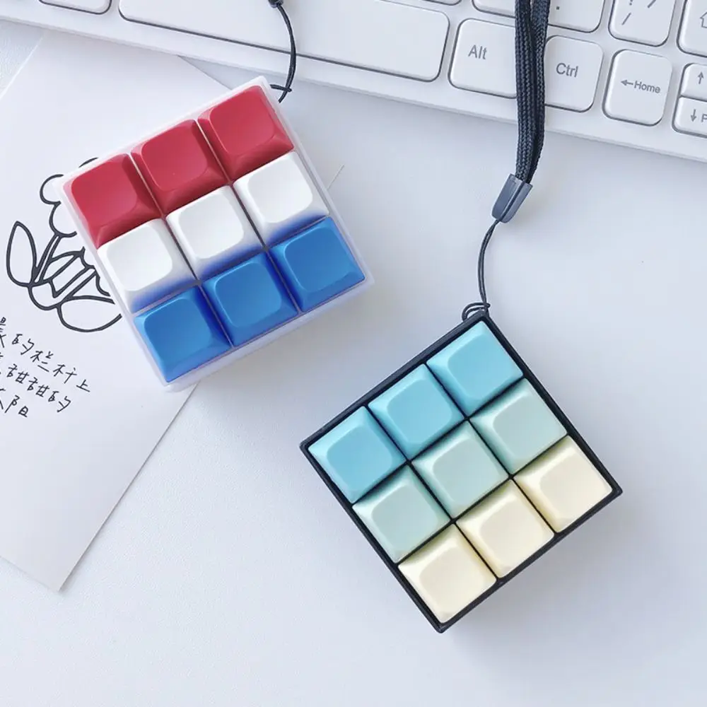 

9-button Keyboard Keychain Square Shaft Tester Keyboard Caps Toy Calming Relaxing Mechanical Keyboard Keyring Adults Children
