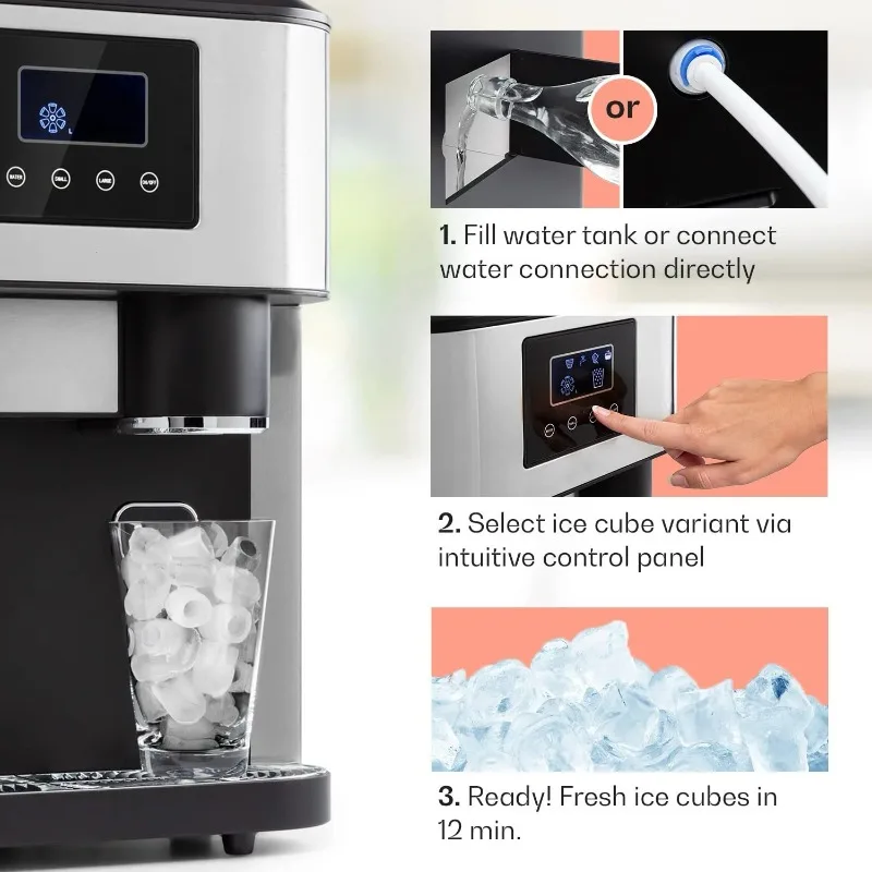 Popular 3-in-1 Tabletop Water Cooler Compressor Cooling Ice Maker & Ice Crusher with 3 Taps Electric for Car Outdoor RV Use