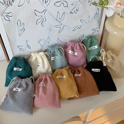 High Quality Corduroy Storage Drawstring Bags Christmas Gift Package Small Pouch Cosmetic Lipstick Candy Organizer Pouch