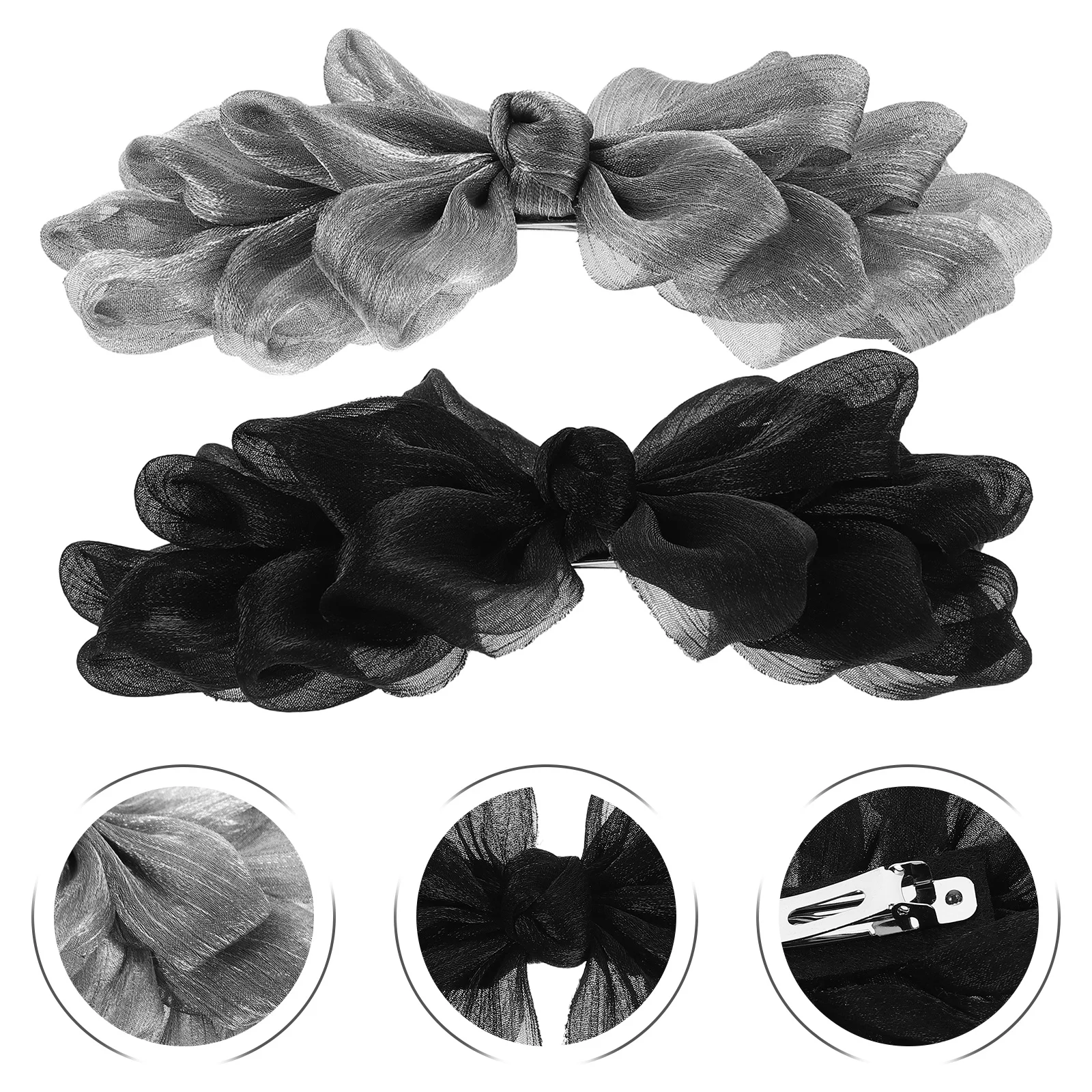 

2pcs Princess Style Clips Elegant Organza Bow Hair Grips For Women Wedding Bridal Hair Accessories Fabric Barrettes Prom Party