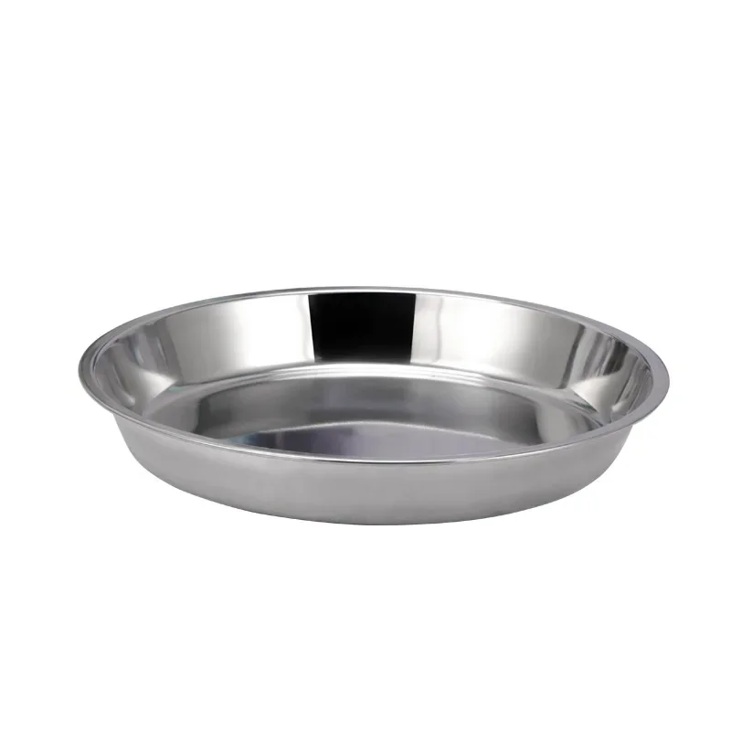 Stainless Steel Non-magnetic Flat Round Plate Portable Dish Plate Fruit Plate Cake Baking Pan 24CM/26CM/28CM/30CM