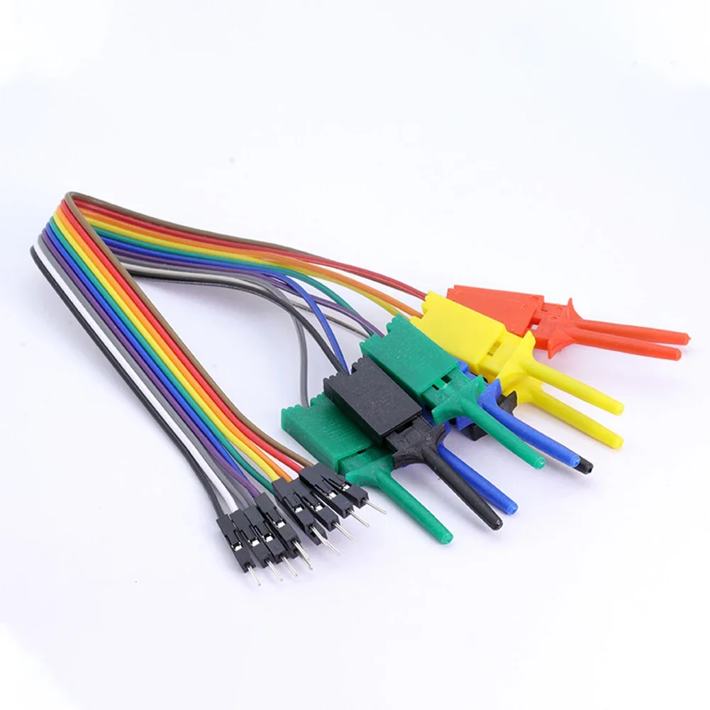 20cm 10 Needle Hook Clamp Kits 5 Color Logic Analyzer Cable Clamp Probe Logic Analyzer Cable Tests Lead For Connect Chip Pin