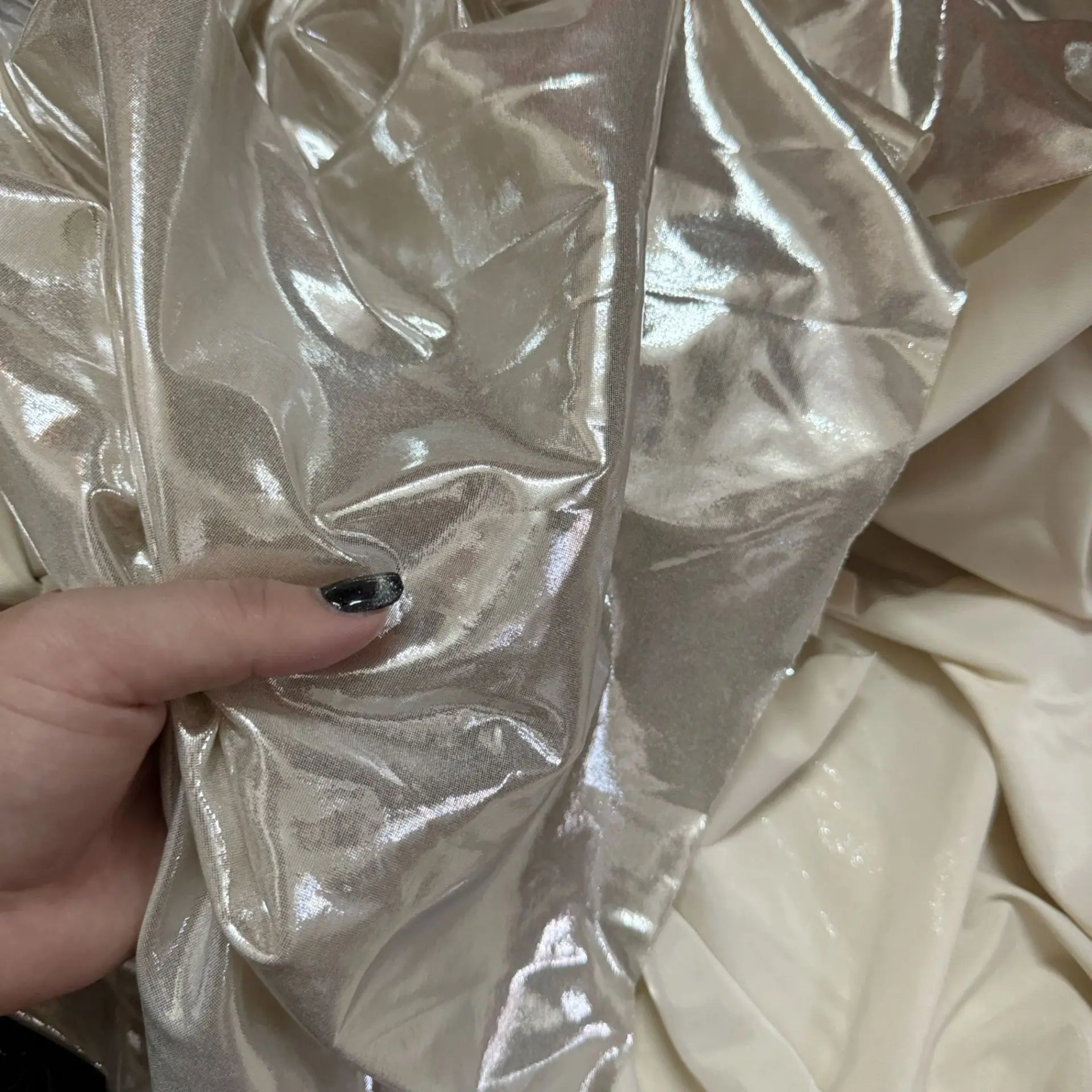 Gold Metallic Faux Leather Fabric Soft Stretch Shiny Golden Cloth Wedding Decor Evening Gown Stage Costume DIY Sewing Material