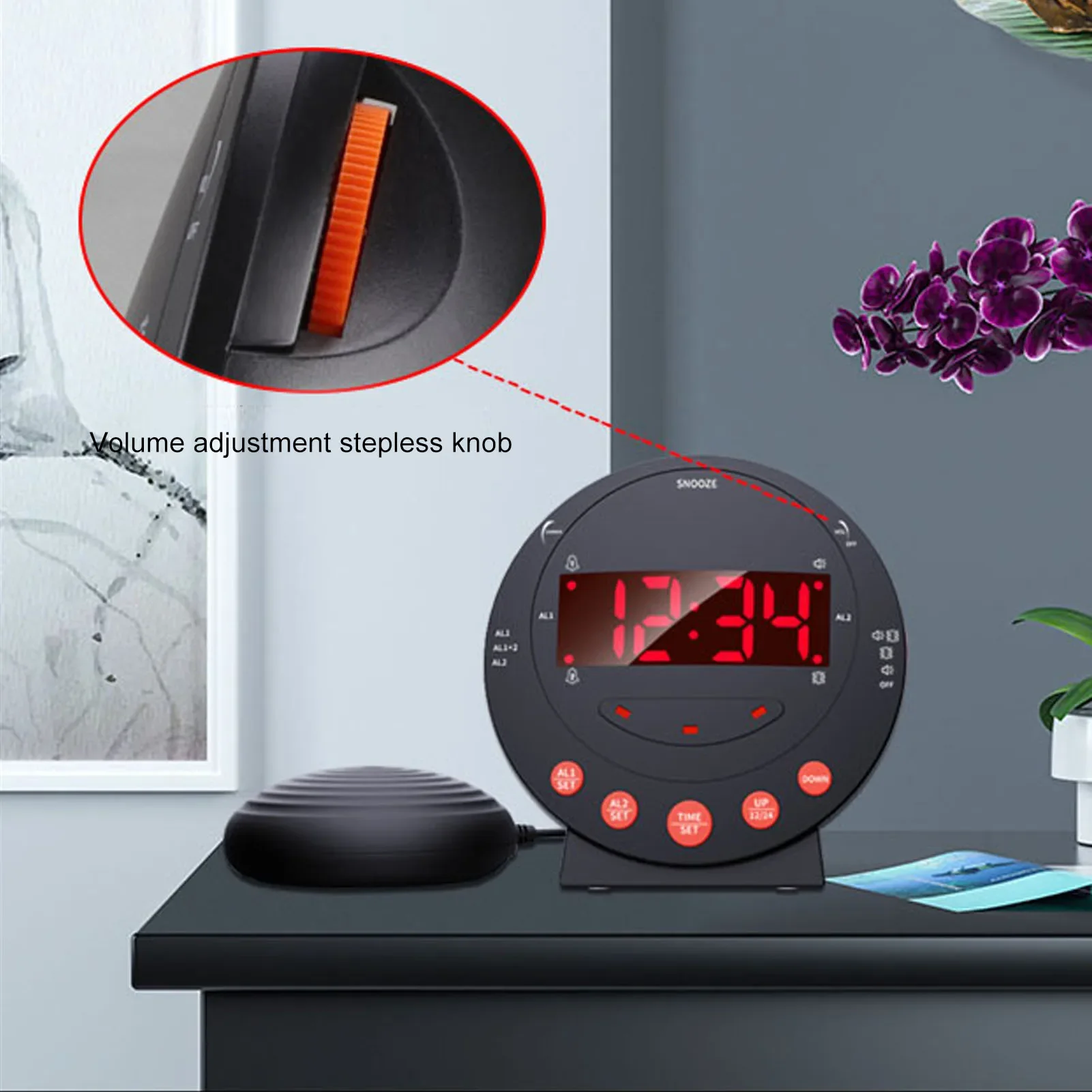 Alarm Clock Super Shaker Clock Alarm Clock 110 Decibels Red Flashing Light Super Shaker Extra  Alarm Clock for Student Elder