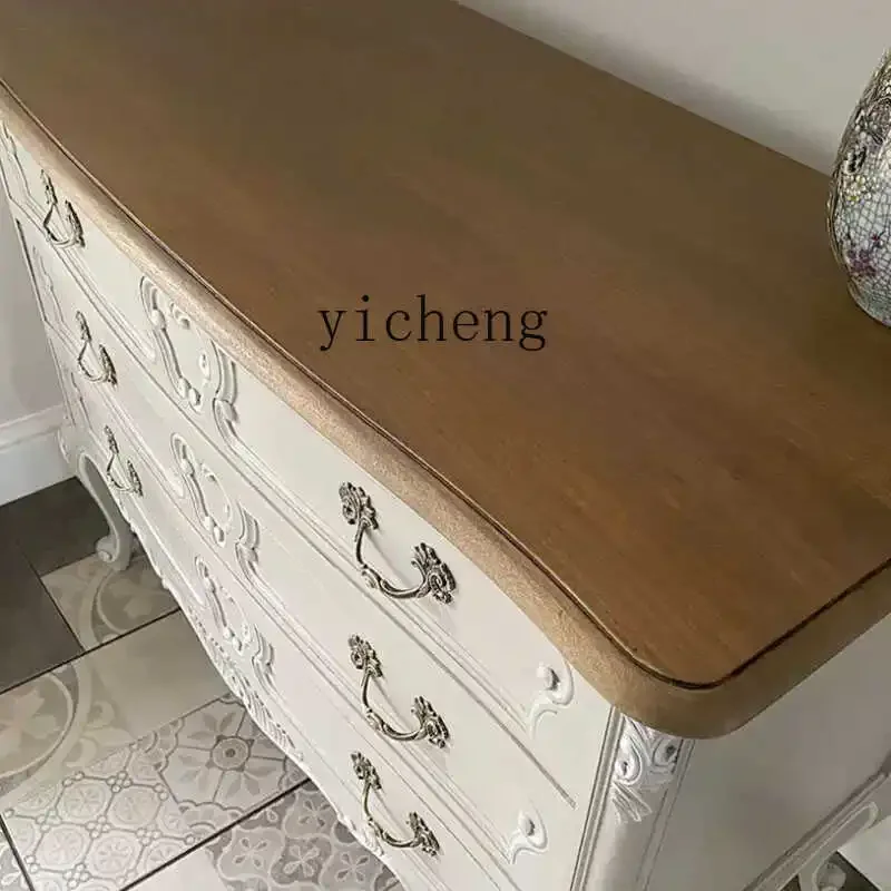 ZC French solid wood retro carved six-chest cabinet, entrance cabinet, American entrance foyer locker