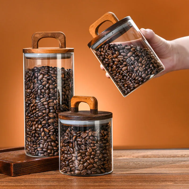 Coffee Bean Glass Sealed Jar Vacuum Sealed Waterproof And Moisture-proof Airtight Container Food Grains Candy Storage Jar