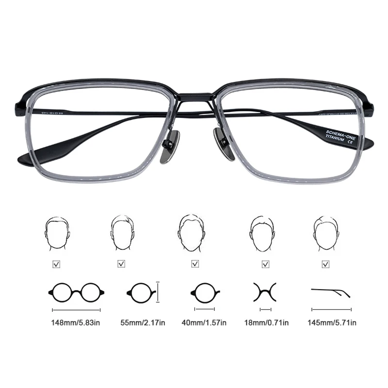 Marque de luxe concepteur pur titane cadres ultralégers affaires simples lunettes surdimensionné carré classique hommes Vintage lunettes