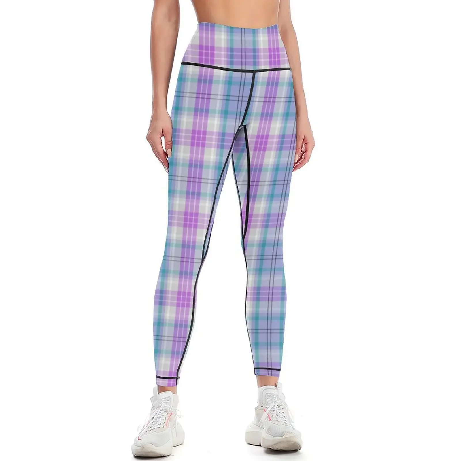 

Tartan // Lavender Leggings gym pants sporty woman push up Women's trousers exercise clothing for Womens Leggings