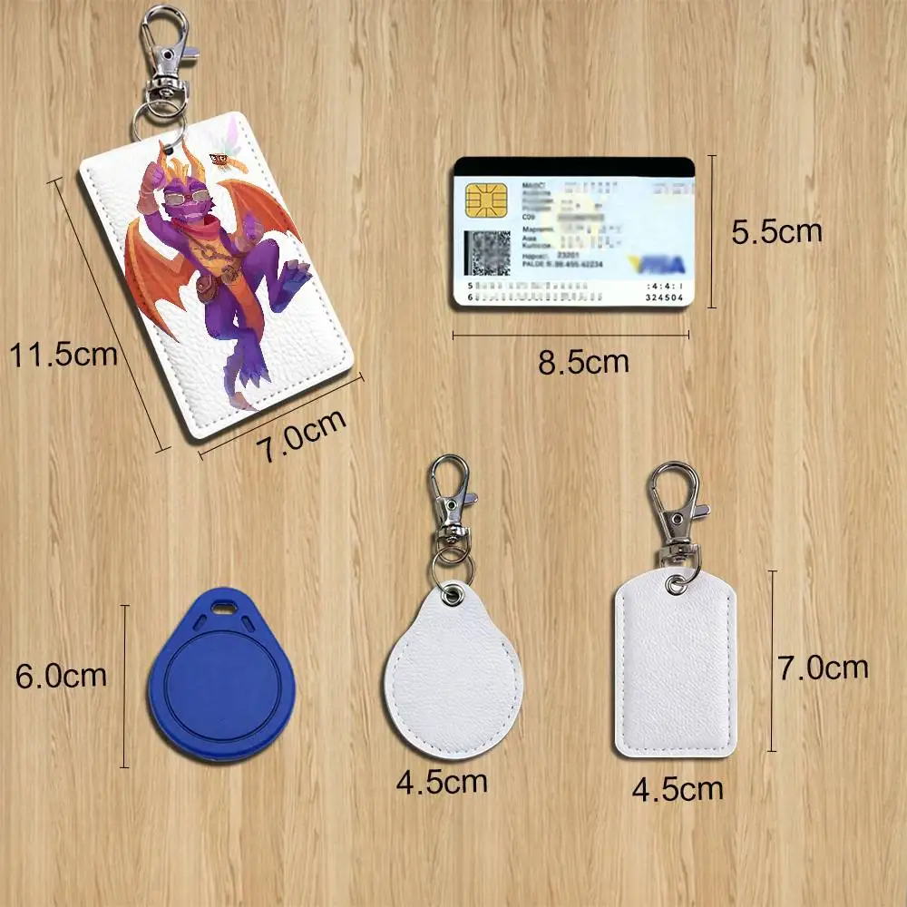 game Spyro the Dragon Sparx Leather Keychain Badge Holder with Lanyard - ID/Access Card Holder, Key Ring Accessory, Gift Option view 2