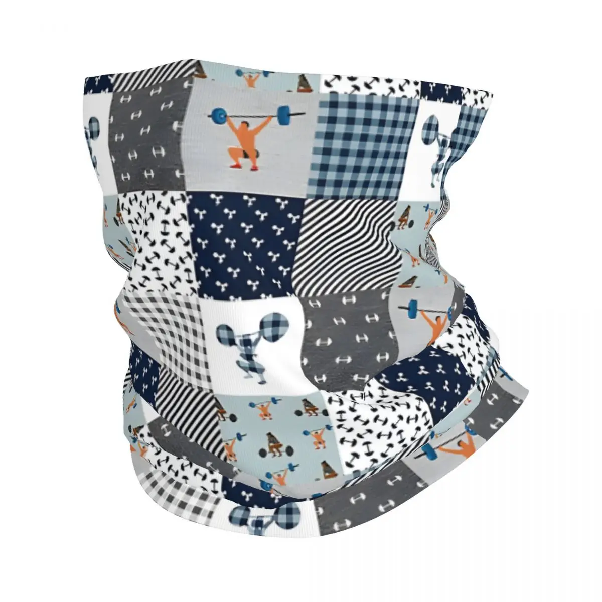 Weightlifting Blue Plaid Scarf Neckerchief Neck Face Mask Polyester