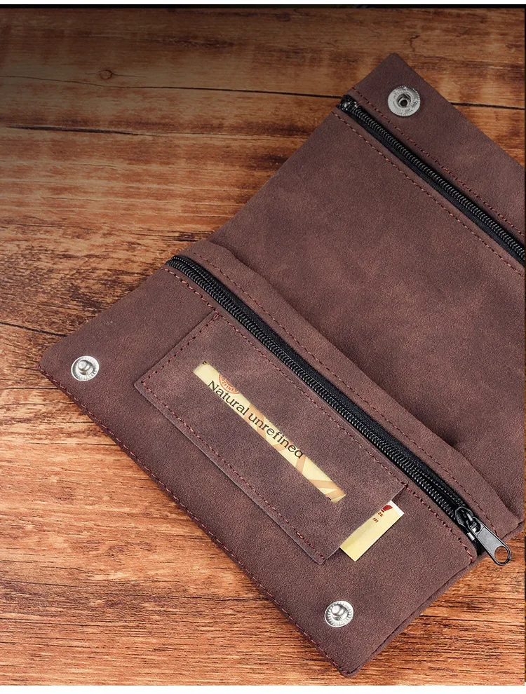Handgefertigter Leder-Tabakbeutel, Etui, Tasche, Raucherpapierhalter, Etui, Geldbörse, multifunktionale, faltbare Tabakaufbewahrungstasche – Detail 7