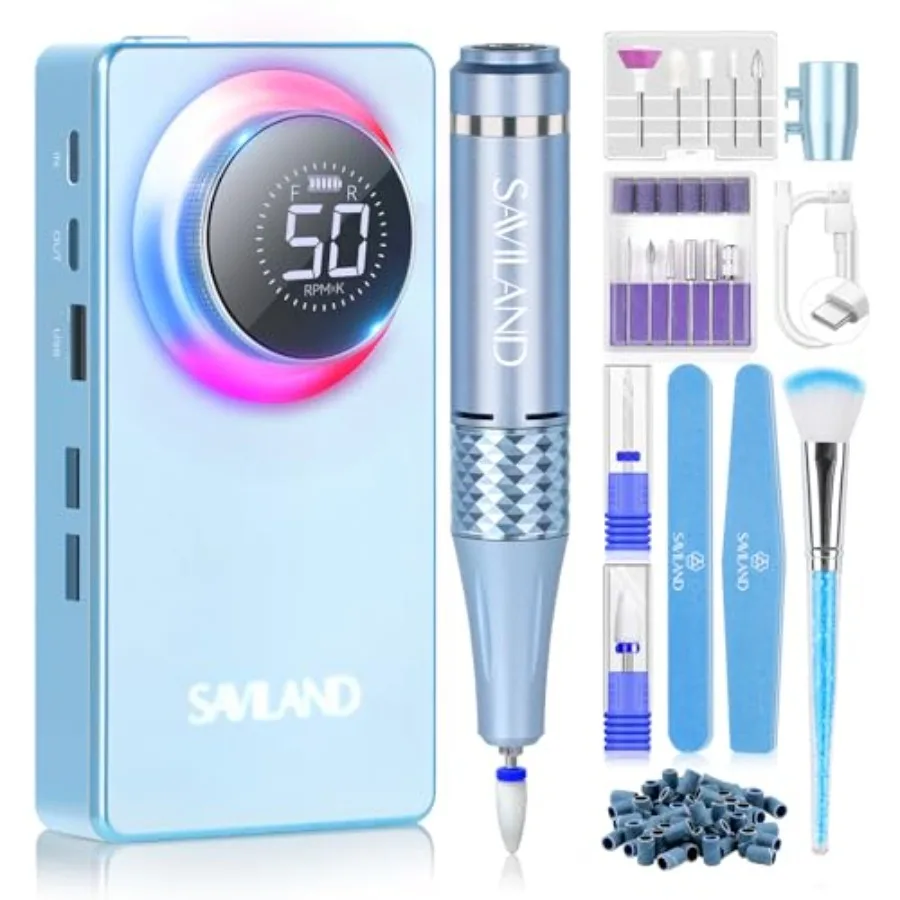 

Electric Nail Drill Professional: 50000 RPM Efile Nail Drill for Acrylic Nails Rechargeable Portable Nail Filer Electric Cordle