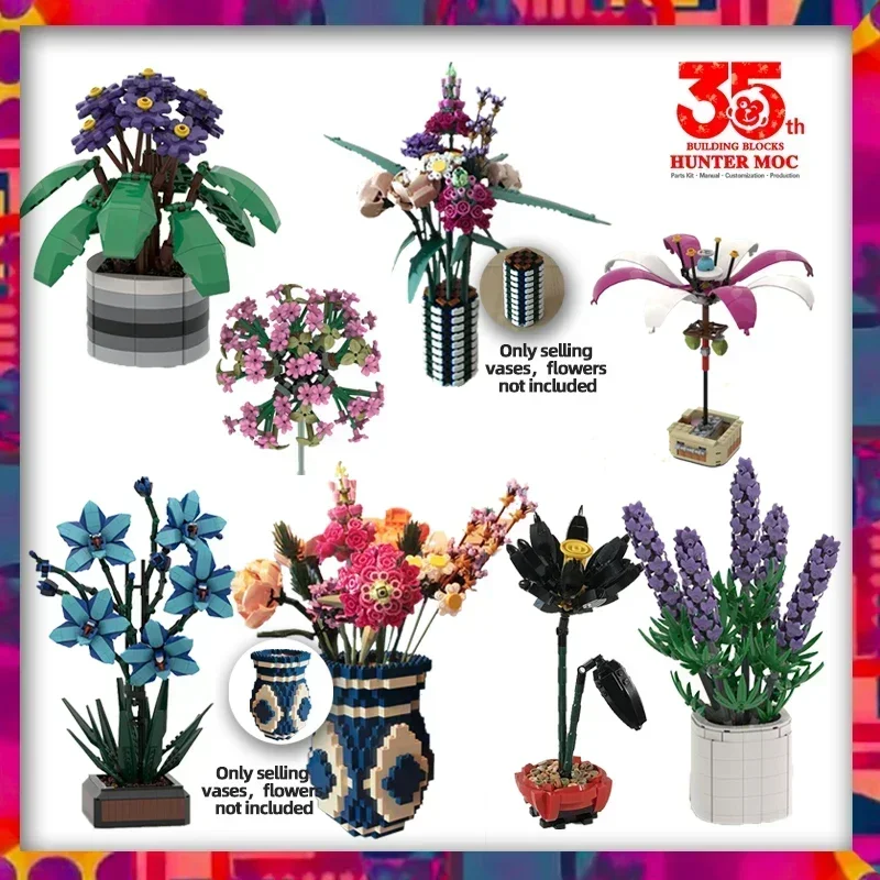 Decoración de flores, florero artístico, regalo para niña, cosas, juguetes para niñas, ramo de flores, bloques de construcción, flores artificiales, Cristo