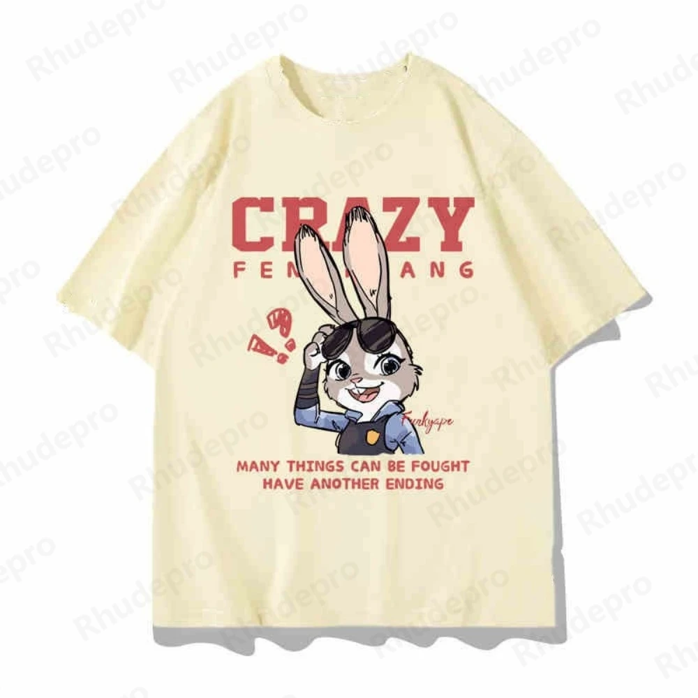 Zootopia جودي هوبس ضابط أرنب تي شيرت موضة قصيرة الأكمام قميص ديزني قميص هاواي صيفي الصيف الاستوائية طباعة عطلة قميص