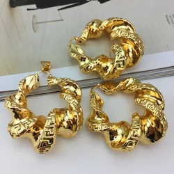 EMMA Dubai 18K Gold Plated Earrings Necklace Big Circle Pendant Trend Party Wedding Lover Wife Girl Gift Jewelry Sets for Women