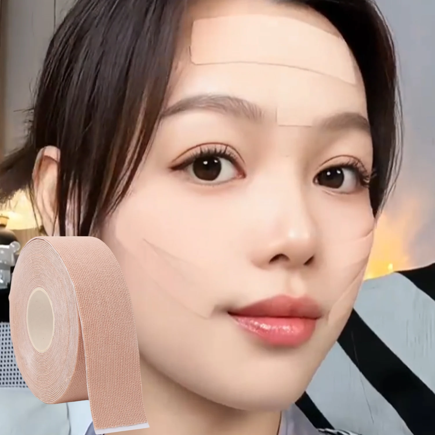 1/5 ม้วน Face V Line คอตาเทปยก Breathable ลดริ้วรอยบนใบหน้ารองรับผ้าพันแผลยืดหยุ่น Facial Skin Care TOOL