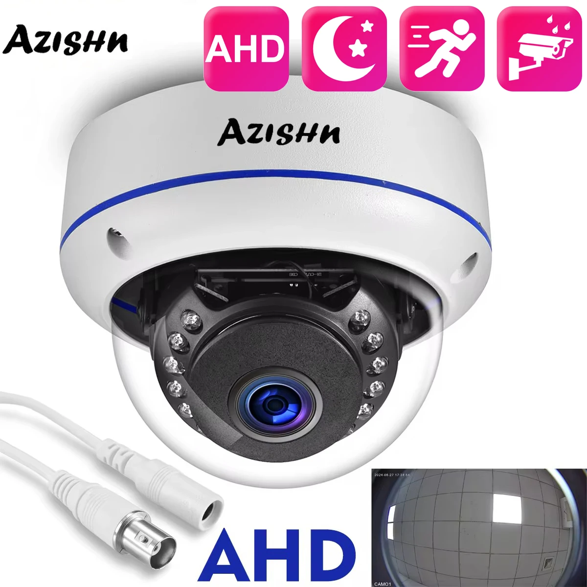 azishn camera de seguranca exterior 150 graus fisheye lens 5mp ahd vision vigilancia ir night vision cctv 17 mm bnc 01