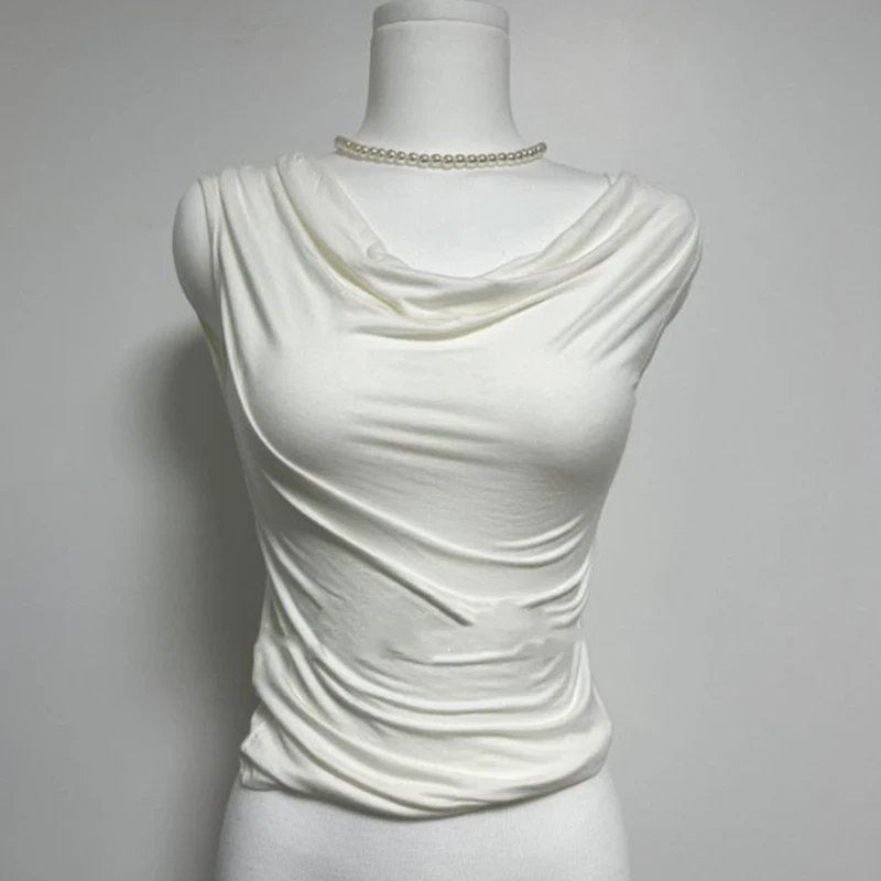V-Neck Crop Top T Shirt Women Vest 2024 New Summer Tops Slim Sleeveless T Shirts Womens Clothing Tee Shirt Femme Camisetas Mujer