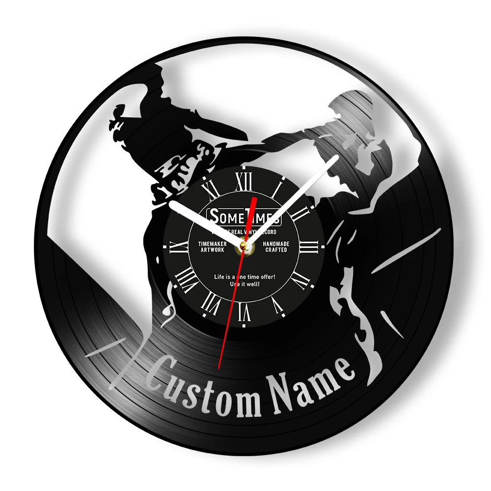 Personalized Muay Fighter Name Vinyl Record Wall Clock Thai Martial Arts Full Contact Home Decor Watch Custom Music Album Clock