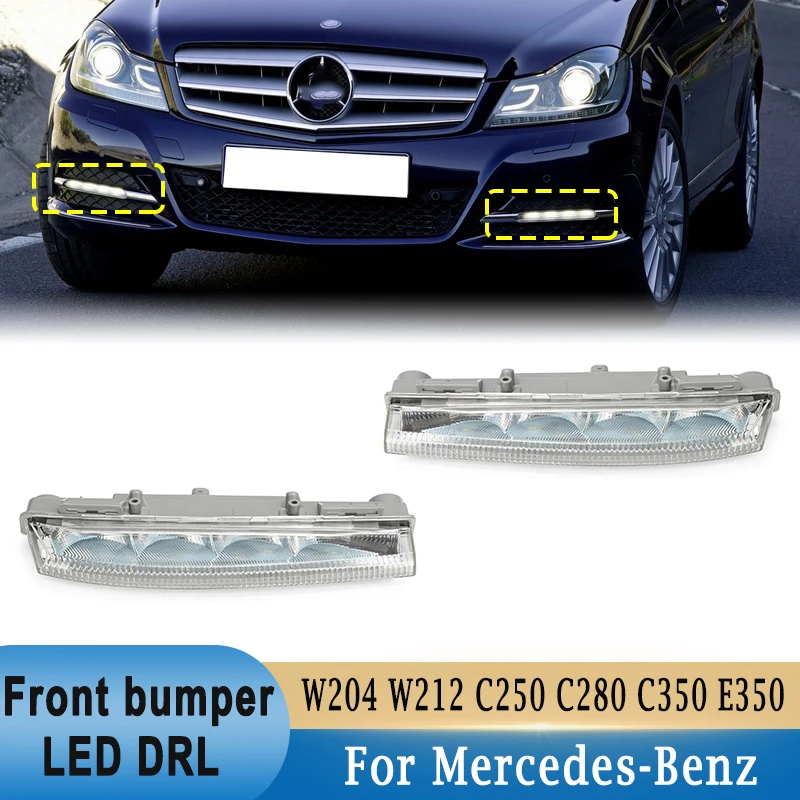 Front Bumper LED DRL Daytime Running Lamp Fog Light A2049068900 A2049069000 For Mercedes-Benz W204 W212 C250 C280 C350 E350