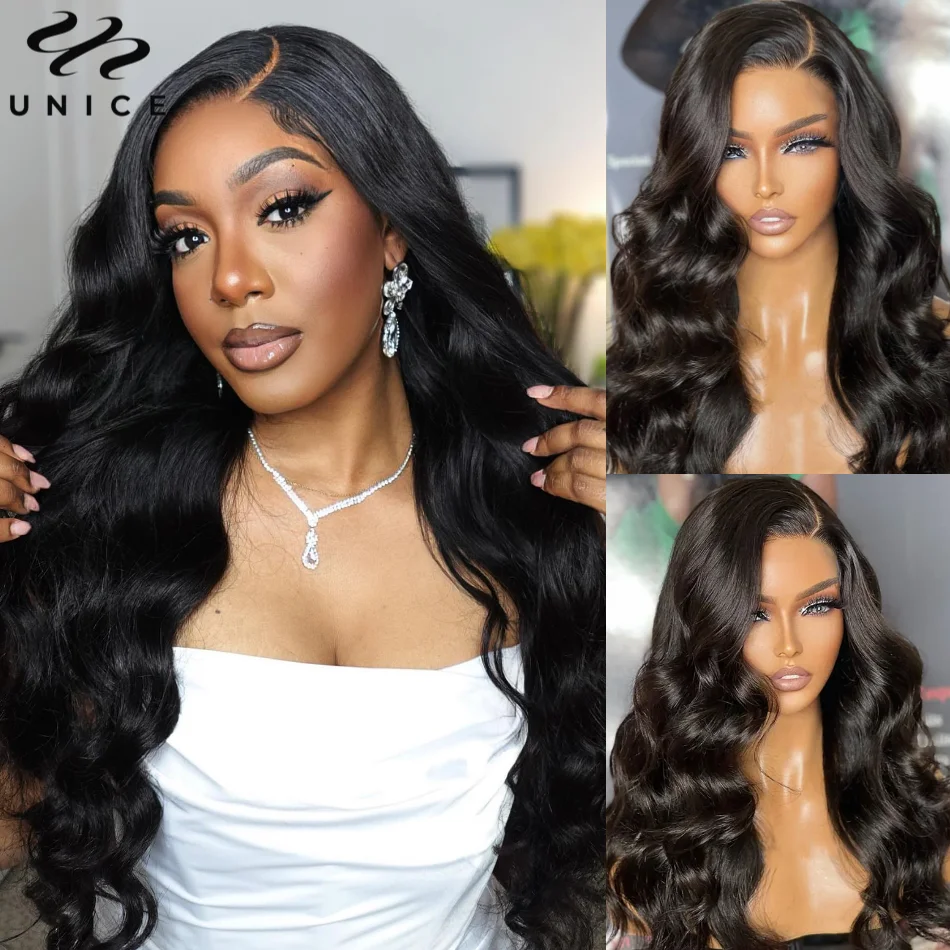 UNice Hair Body Wave 4x4 Lace Closure Wig Natural Color Human Hair 13x4 Lace Frontal Wig Ship From US Free Fast Shipping