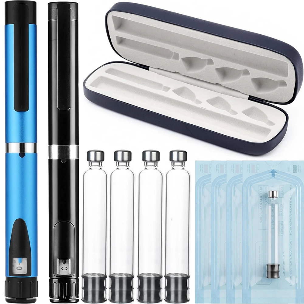 Image of 60 Einheiten Pen-Injektor, wiederverwendbarer V3-Injektionspen für 3-ml-Kartuschen (Schwarz, Blau)