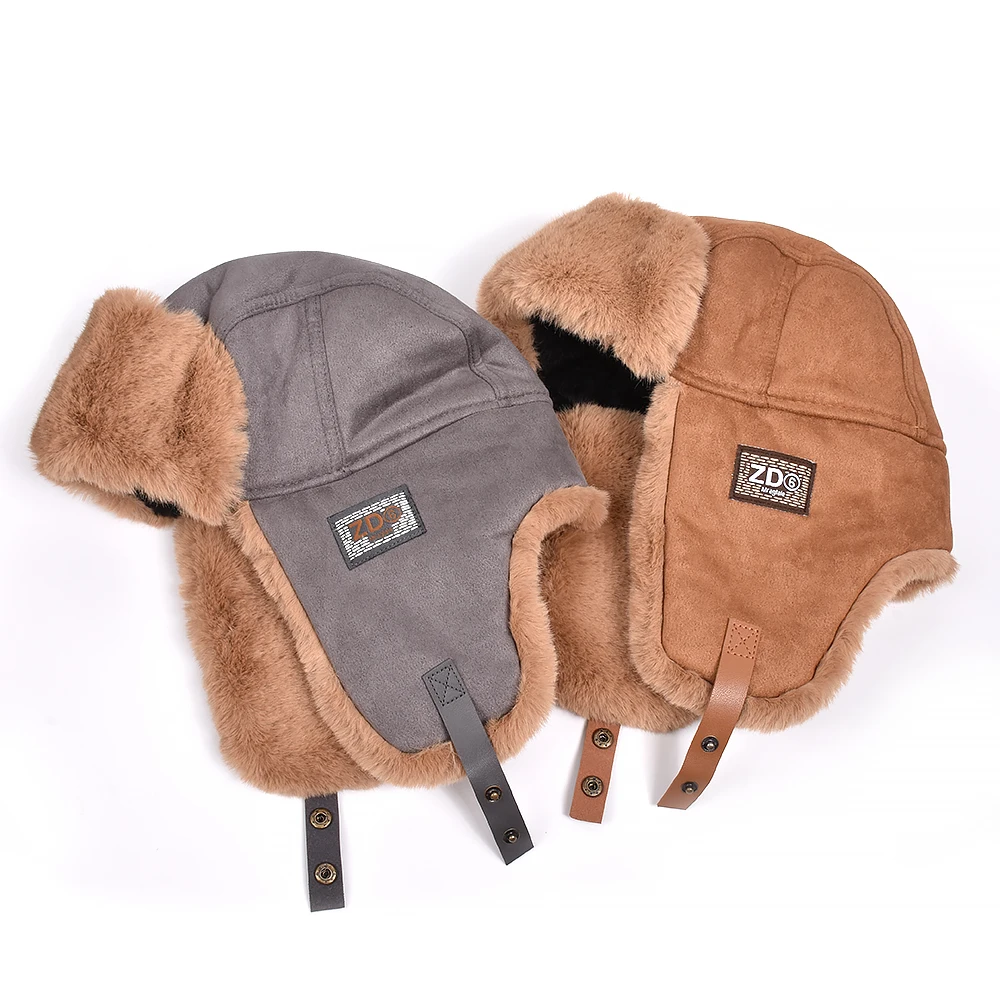 

Зимние шапки-ушанки-бомберы, хлопковые защитные наушники из овечьей шерсти, русская шапка, плюшевые утолщенные ветрозащитные головные уборы для альпинизма, лыж и снега