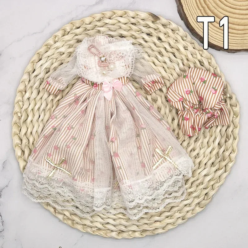 Conjunto completo de roupas de bonecas 1/6, 30cm, anime kawaii, boneca reborn, saia, chapéu, cocar, crianças, vestir-se, brinquedos de casa de bonecas diy para meninas