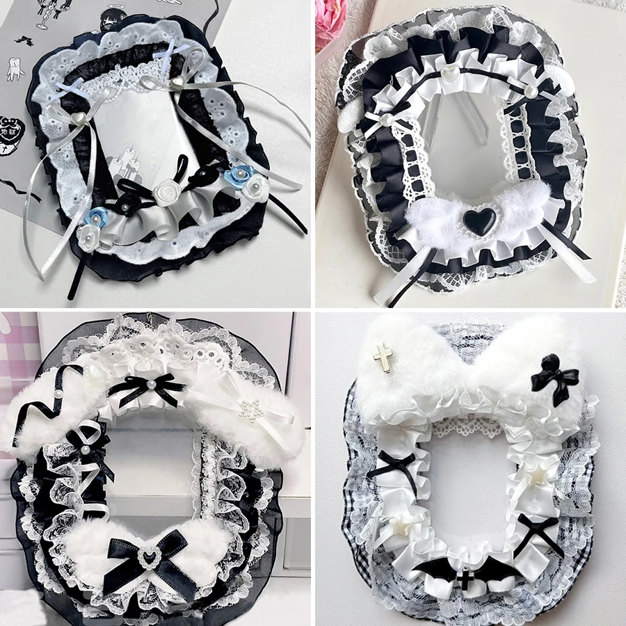 1Pc Lace Black Bow Photo Card Holder, Anime Cartoon Game Character Acg Card Display, Manga Celebrity Fan Support Mag Fan Circle Small Card Otaku Ita Bag Decoration Card Holder