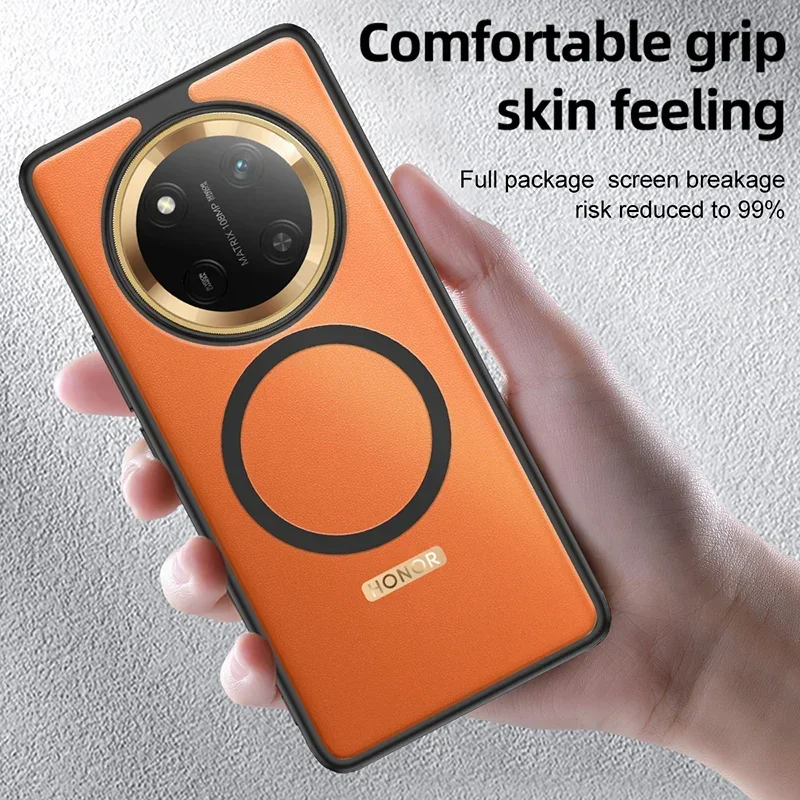 ل Honor X9C الذكية المغناطيسي شحن لاسلكي للصدمات الغطاء الخلفي جراب هاتف لينة بولي يوريثان سيليكون حافة ماتي واضح حالات