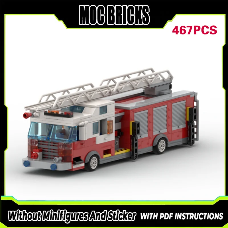 

Модель городской пожарной машины MOC из строительных блоков, модульная конструкция, технологичный конструктор, детский подарок на праздники, набор для сборки игрушек