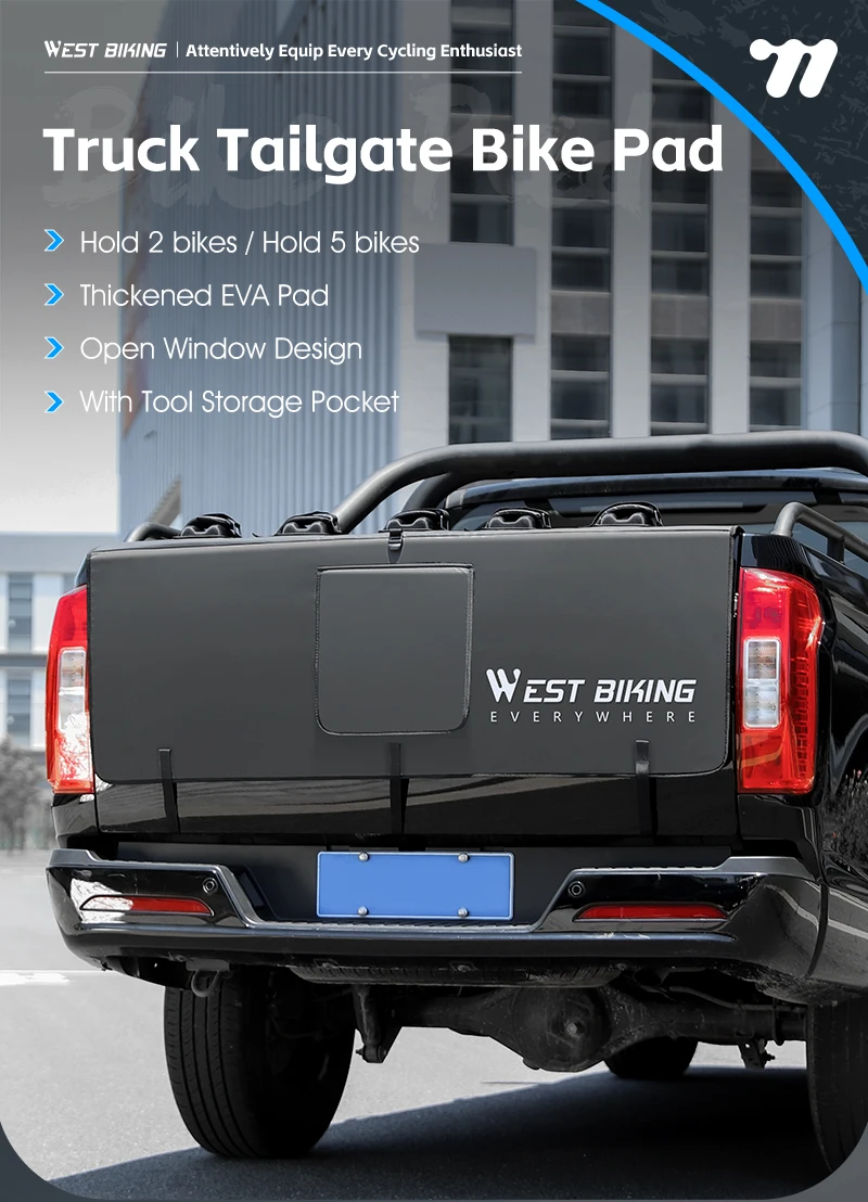 WEST BIKING Pickup-Truck Heckklappenabdeckung Fahrradträger Transportschutzpolster Kratzfester Fixierträger MTB Rennrad Zubehör – Detail 1