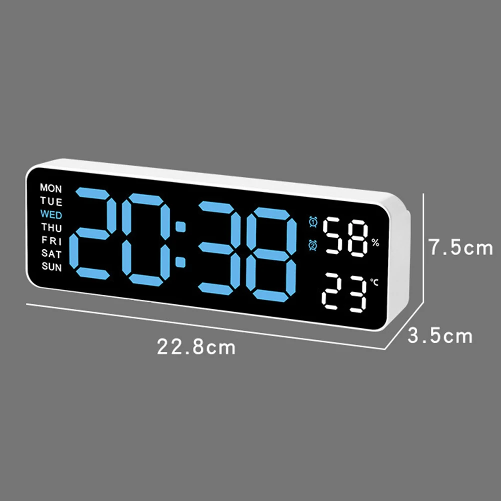 LED Digital Alarm Clock For Bedroom Adjustable Brightness Date Time Week Temperature Humidity Display Modern Electronic Clocks