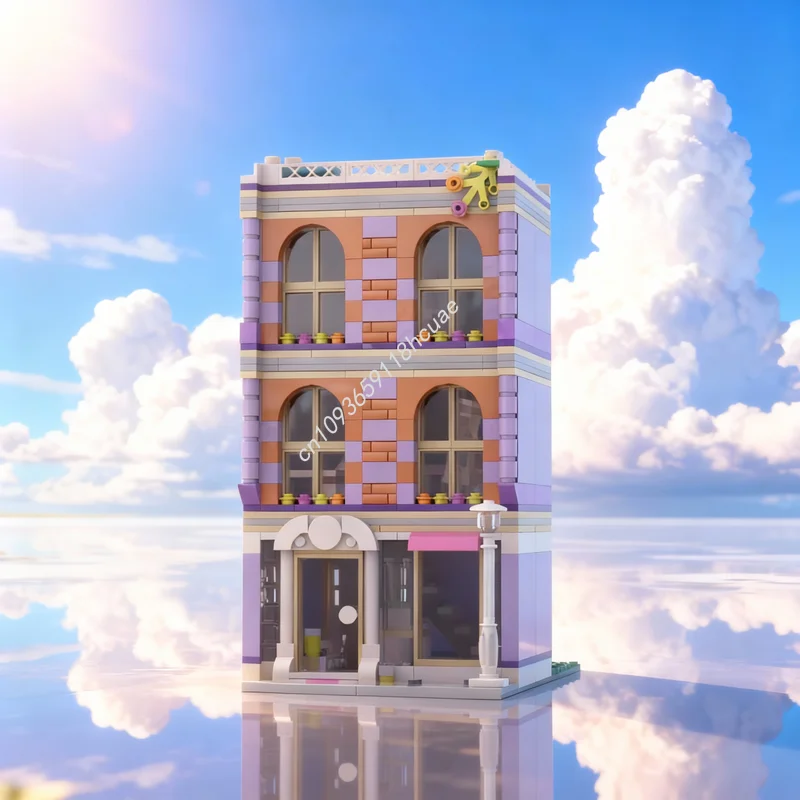 

635 деталей, модульный конструктор MOC «Уличный пейзаж», модель студии, игрушка-конструктор, сборка своими руками, идея для подарка на Рождество, креативный