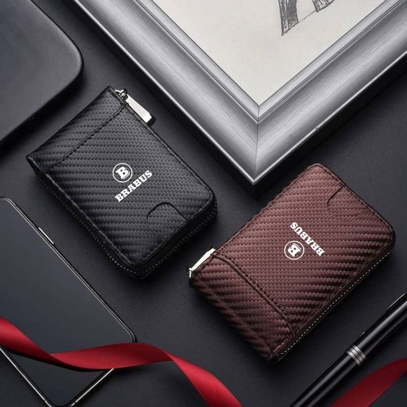 

Car Multi Slot Card Carbon Fibre Wallet Driver License Case Sticker For BRABUS W253 W204 W205 W176 W246 W205 W21 W251 X156 X204