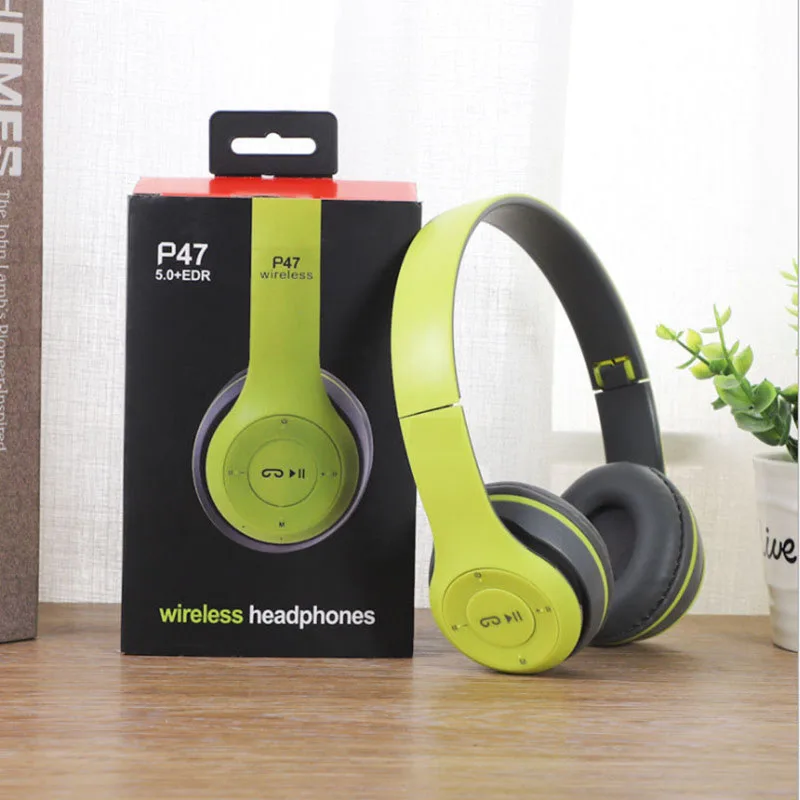 P47 Bluetooth 5,0 Drahtlose Kopfhörer Faltbare HIFI Stereo Bass Kopfhörer Kind Helm Geschenk Mit Mic USB Adapter Für iPhone Spiel