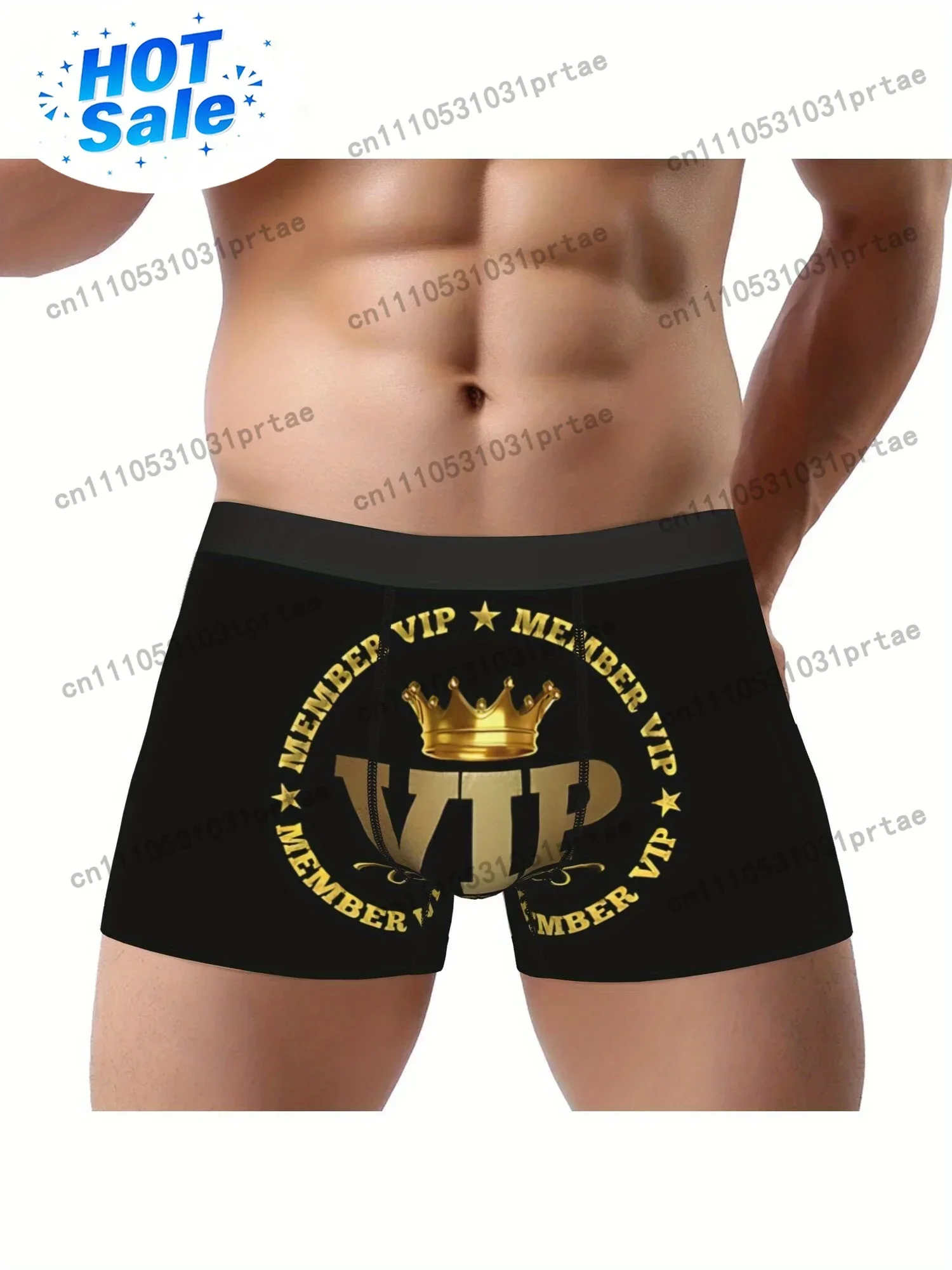VIP Member Attractive Images Men'S Underwear Printed Boxer Briefs Black