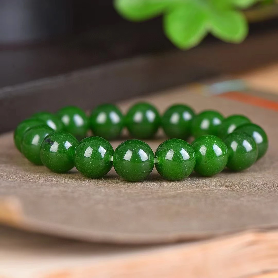 JASPER Hand Chain Spinach Green Stone Bangle Men Womens 12mm Round Beads Elastic Strand Bracelets Unisex Charms Jewelry