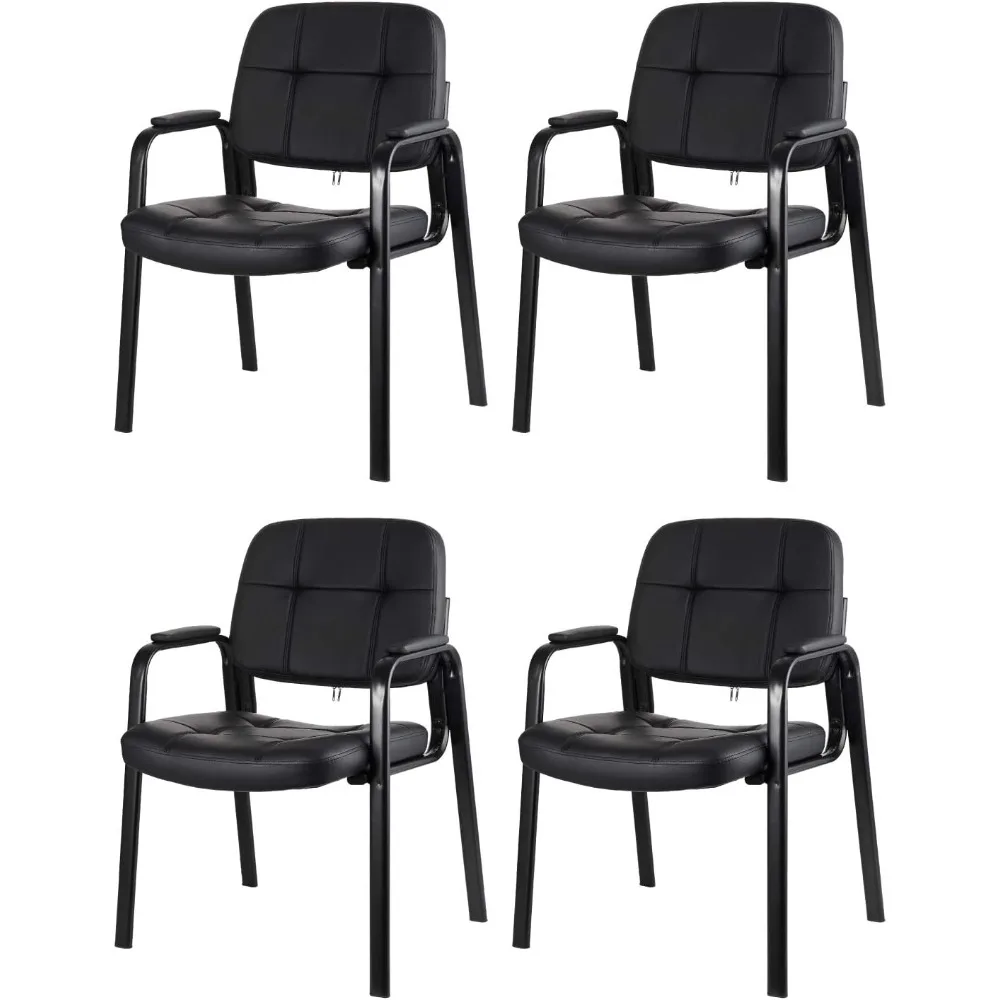 

Waiting Room Guest Chair with Bonded Leather Padded Arm Rest for Office Reception and Conference Desk 4 Pack Waiting Chairs