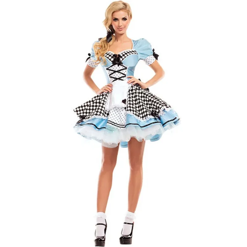 Adult Women Alice Wonderland Cosplay Halloween Carnival Costumes Dress up Fantasy Party Blue Sweet Lolita Maid Roleplay Costumes