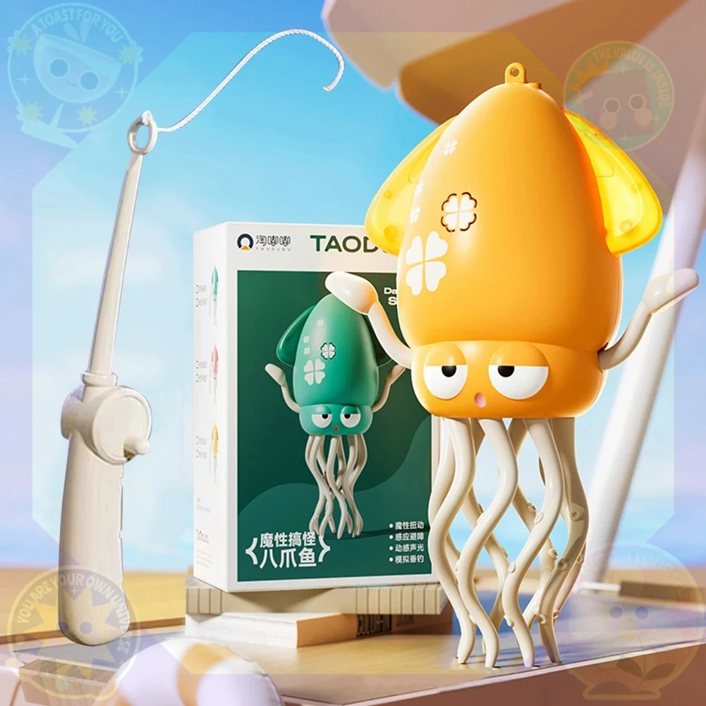 Juguete de pulpo bailando, columpio para gatear, detección de calamar, Escape, evitación de obstáculos, juguete de pulpo con música LED, nuevo eléctrico interactivo