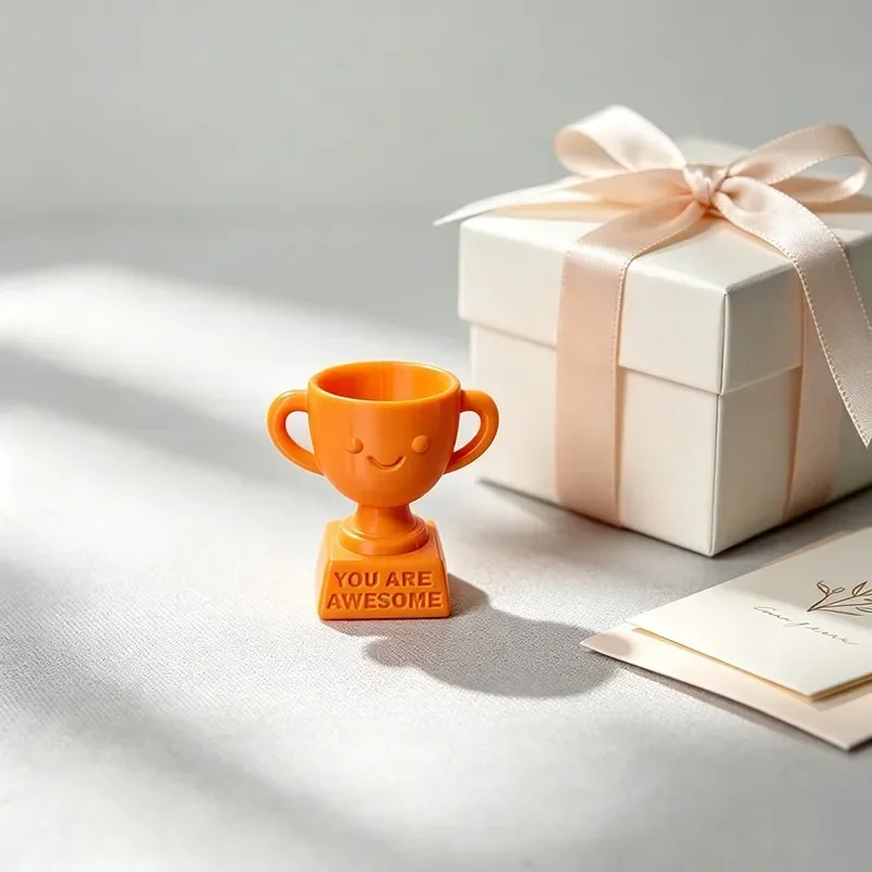 Cute Mini Smile Trophy Desk Ornament, 