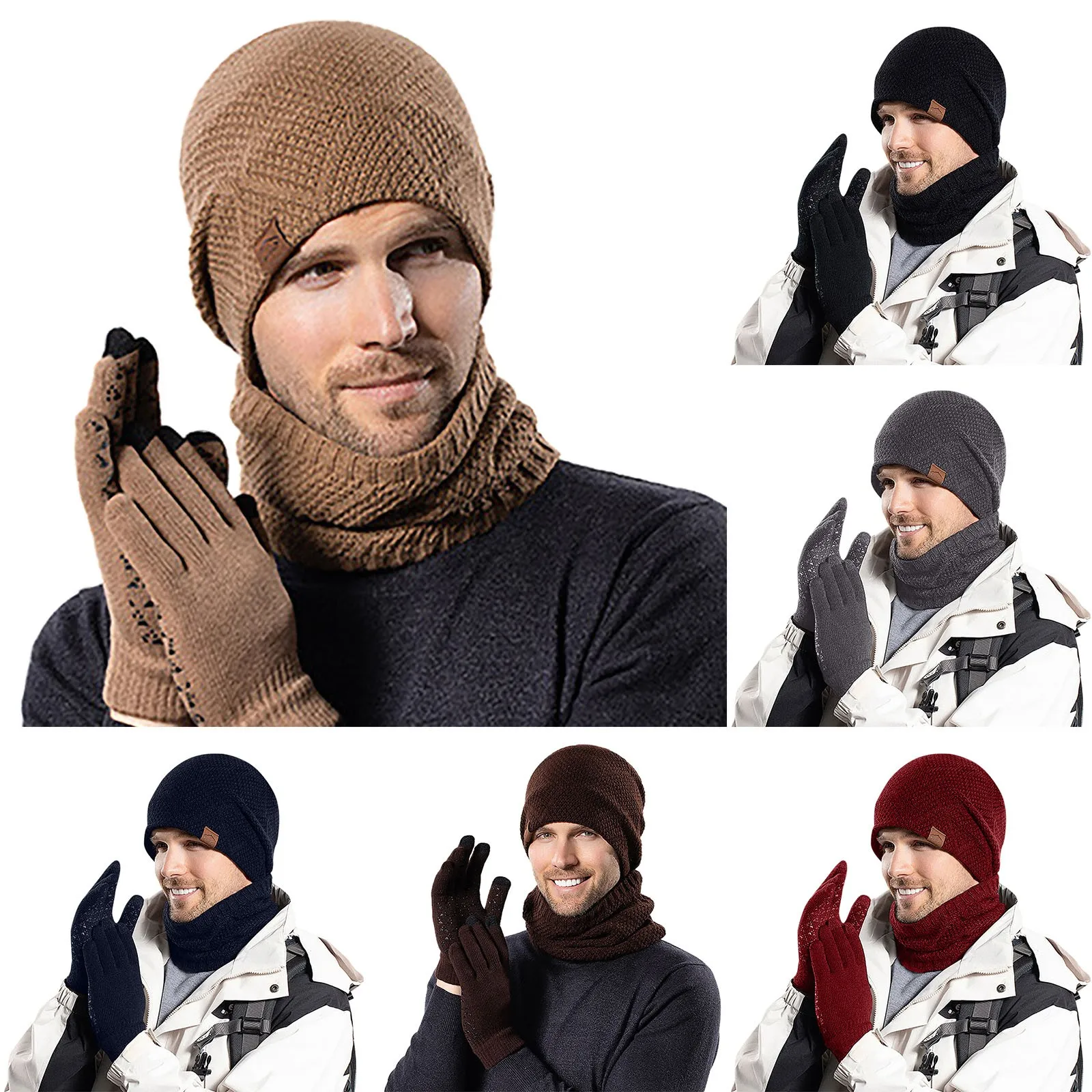 Hat Gloves Scarf Set Women Winter Warm Hat Gloves Neck Three Piece Set Winter Men Outdoor Cold Proof Gloves Scarf Set for Girls