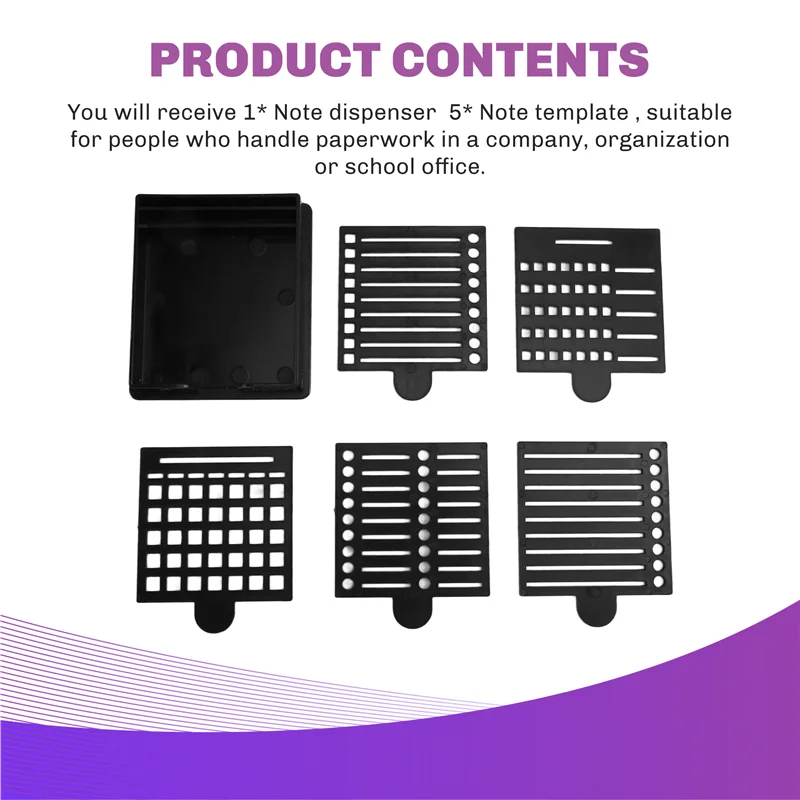 New-Desktop  Note Dispenser With Holder Clip And Stencil Template For 3X3 Self-Adhesive Notepad