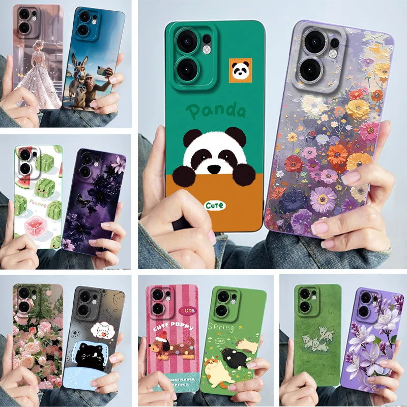 For Oppo Reno 13F Case Cute Panda Sweet Girls Cats Phone Cases For Oppo Reno 13 F 4G 5G Reno13F Funda Soft Anti Drop Back Covers