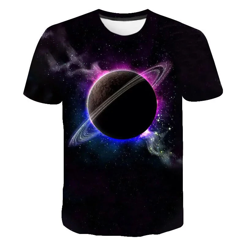 Herren-T-Shirt mit 3D-Galaxy-Planet-Print, Rundhalsausschnitt, kurzen Ärmeln, Sommer, lässige Streetwear, Herren-Oberteile – Detail 6